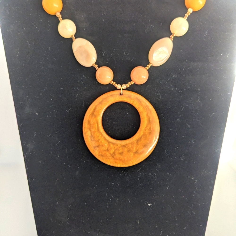Body Central Orange and Cream Necklace